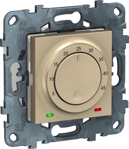 Терморегулятор механический с датчиком без рамки Schneider Electric Unica New 0С +50С бежевый картинка